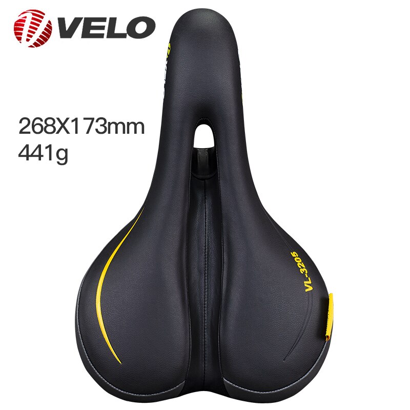 Velo-3205 Bicycle Saddle Pro Mtb Saddle Wide Comfort Soft Cushion Bike Seat Men Padded Saddle For Bike Pu Leather Bicycle Saddle