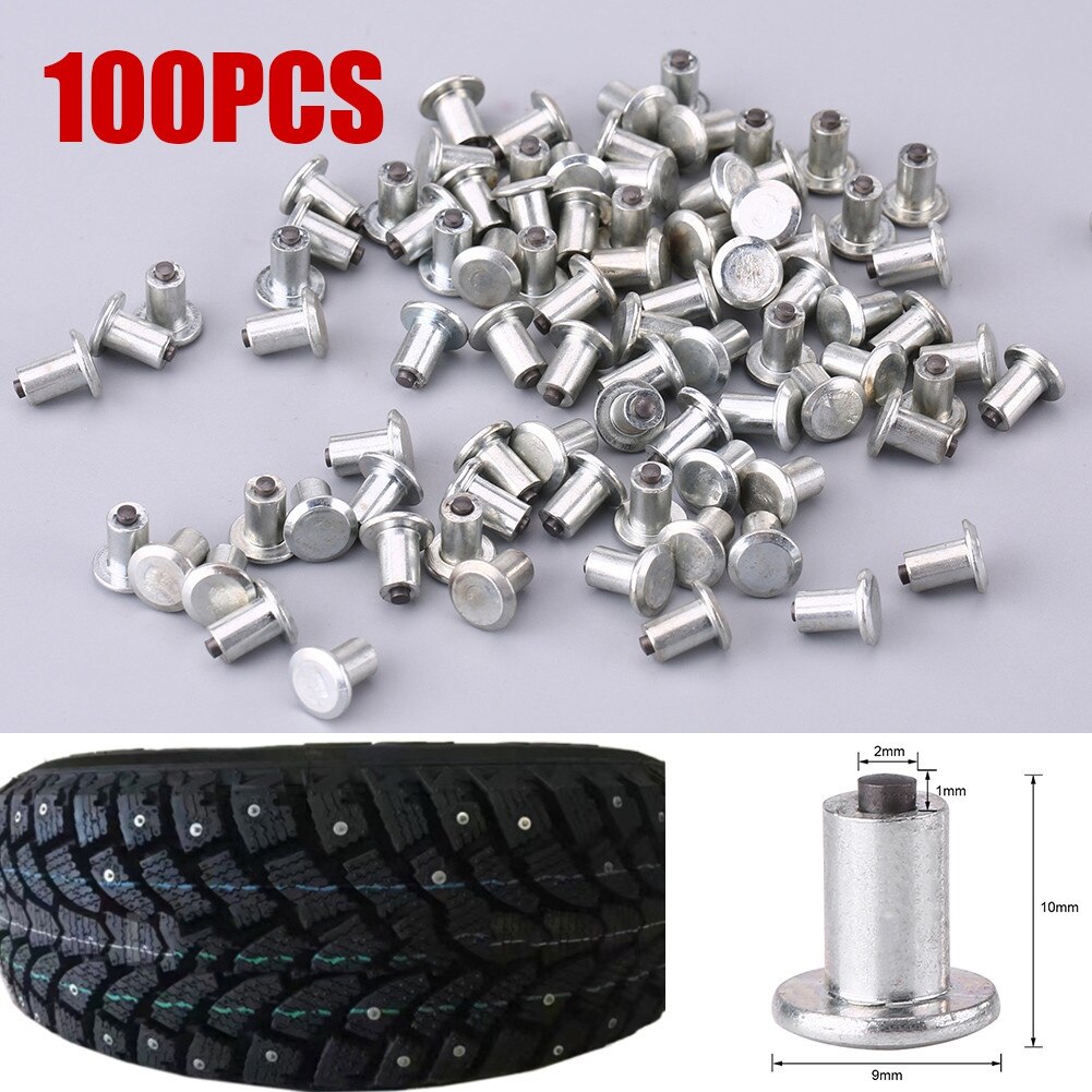 100pcs Tire Stud Screw 9mm/0.35 Inch Wheel Tyre Stud Screws Snow Tire Spikes Tire Stud Screw For Car Auto SUV ATV