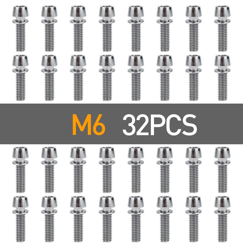 4/8/16Pcs Fiets Stuurpen Schroef M5 * 20 / M6 * 20 Fiets Stuur Schroef aluminium Bout Fixed Gear Mtb Fiets Accessoires: 32pcs m6