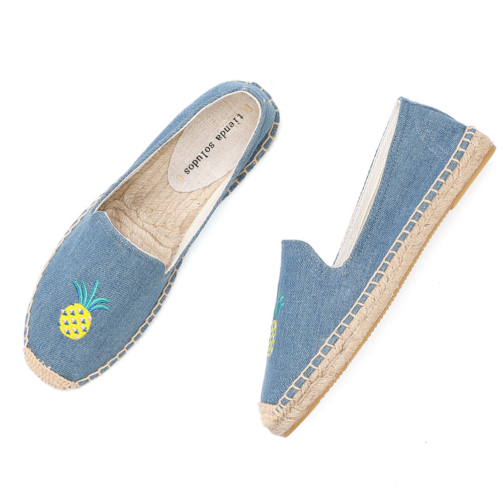 Tienda Soludos Women's Flat Shoes Lazy's Espadrilles Time-limited Ballet Flats Hemp Rubber Sapatos Girl: Sky Blue / 9