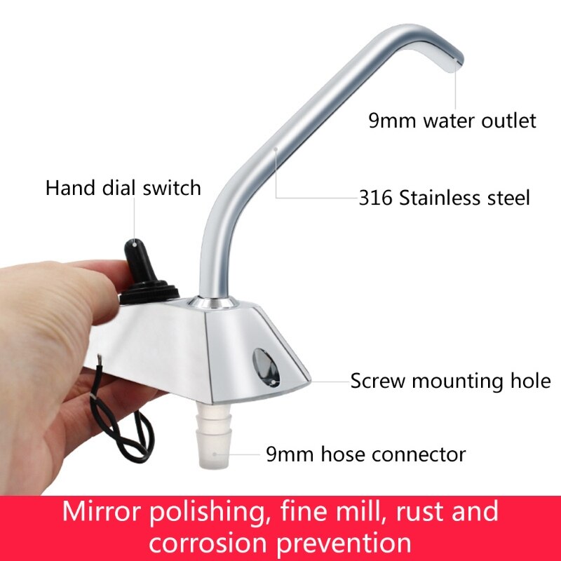 12V Water-Tap Stainless Steel Kitchen Sink Faucet Electrically Controlled Faucet Rotatable RV Boat Faucet