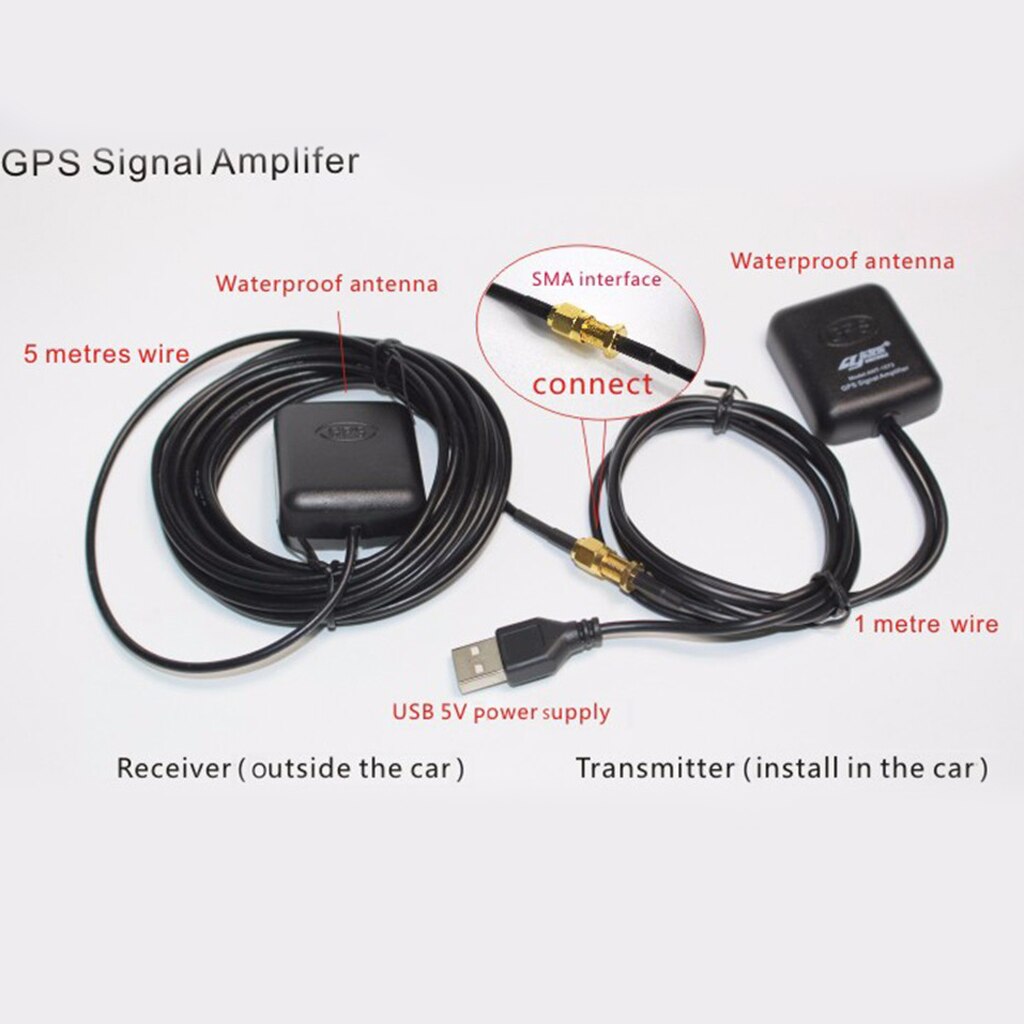 Car GPS Antenna Navigator Amplifier 5M/16FT Car External Amplifier GPS Receiver Transmiter for Phone Navigation Enhance