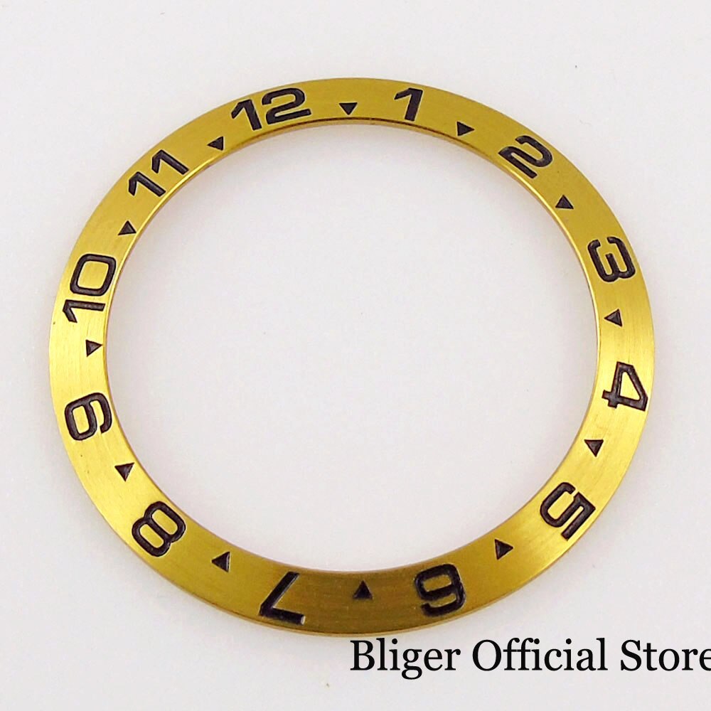 12 Hours 38mm*30.5mm Watch Bezel Insert Ceramic Alloy Steel Ring Slope Rose Gold Black Coffee Blue Green fit GMT SUB NH35A Watch: alloy gold