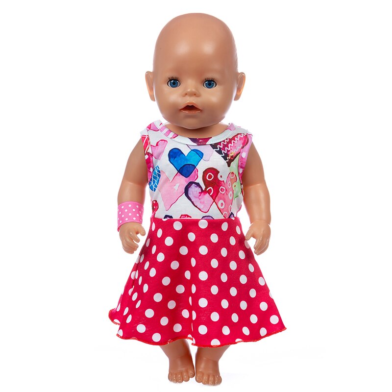 pass 17 tommers født baby 43cm dukke klær tilbehør 3- stykke lue rose kjole til baby bursdag festival: Q -110