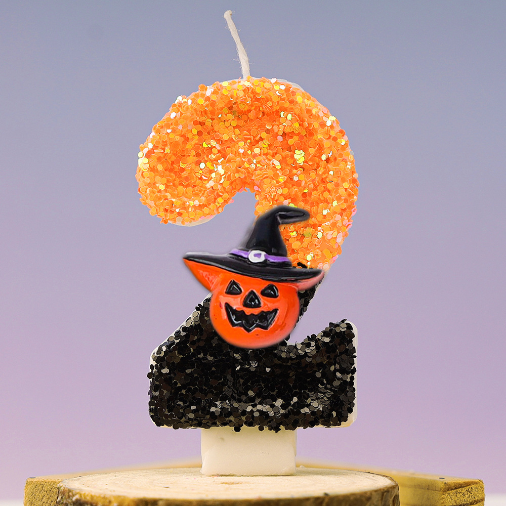 Świece urodzinowe na Halloween Jesienne dekoracje na imprezę tematyczną Halloween Żółty kolor Brokatowa świeczka urodzinowa dla dzieci: Różowy