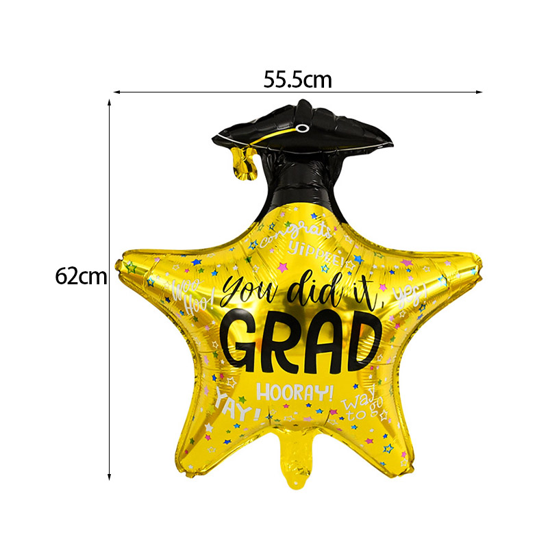 Dimissionsballon guld sort læge heliumfolieballoner tillykke dimission gymnasie dimissionsfest dekoration: I alle regnbuens farver