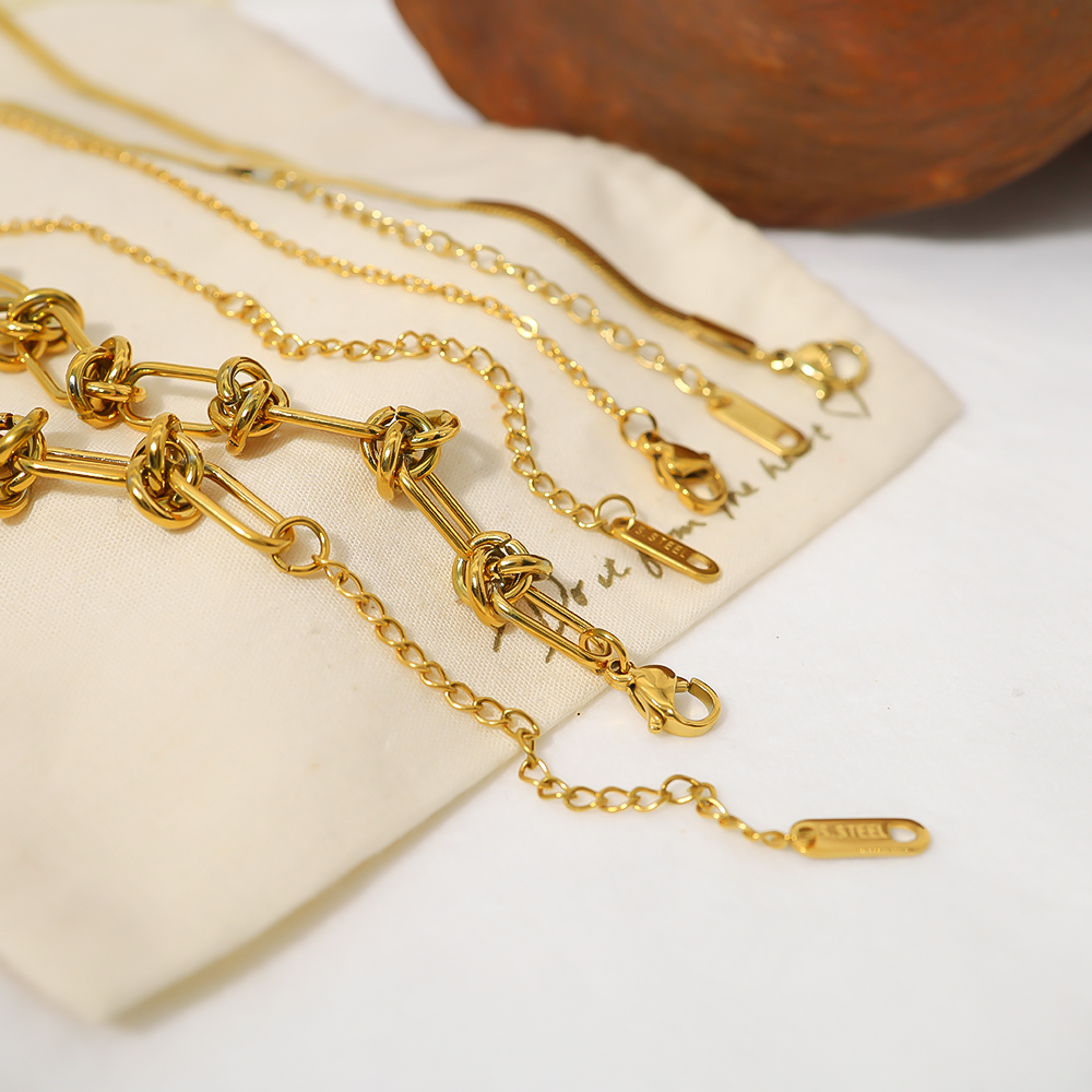 WILD & FREE Collar de acero inoxidable chapado en oro de 18k mujer cadena gruesa accesorios impermeables de joyería de punk