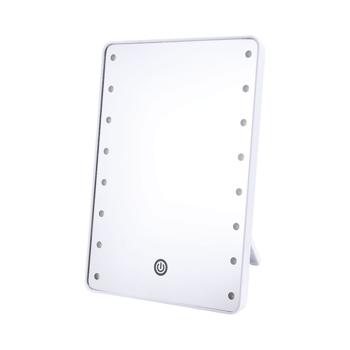 Makeup Mirror with 16 LEDs Cosmetic Mirror with Touch Dimmer Switch Battery Operated Vanity Mirror with Stand for Bathroom A35: White