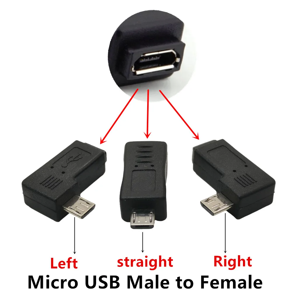 USB 2.0 Adapter Plug 90 Degree Left and Right Angle Mini USB Male to Micro USB Female Connector Adapter: green / 1.2m