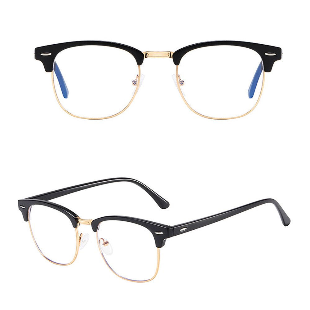 Anti-blauw licht bril heren retro vierkante fotochromatische computerbril dames schadelijke licht blokkerende bril mannelijke verkleuring: Zwart goud