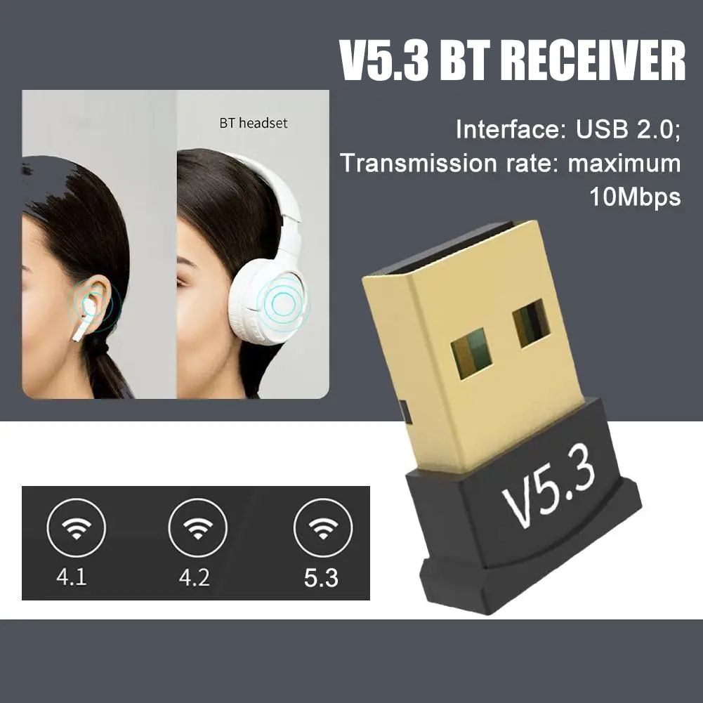 Bezprzewodowy adapter USB Bluetooth 5.3 kompatybilny z Bluetooth Mini Transmitte Music Receiver Adaptador do komputera/PC/Desktop/Laptop
