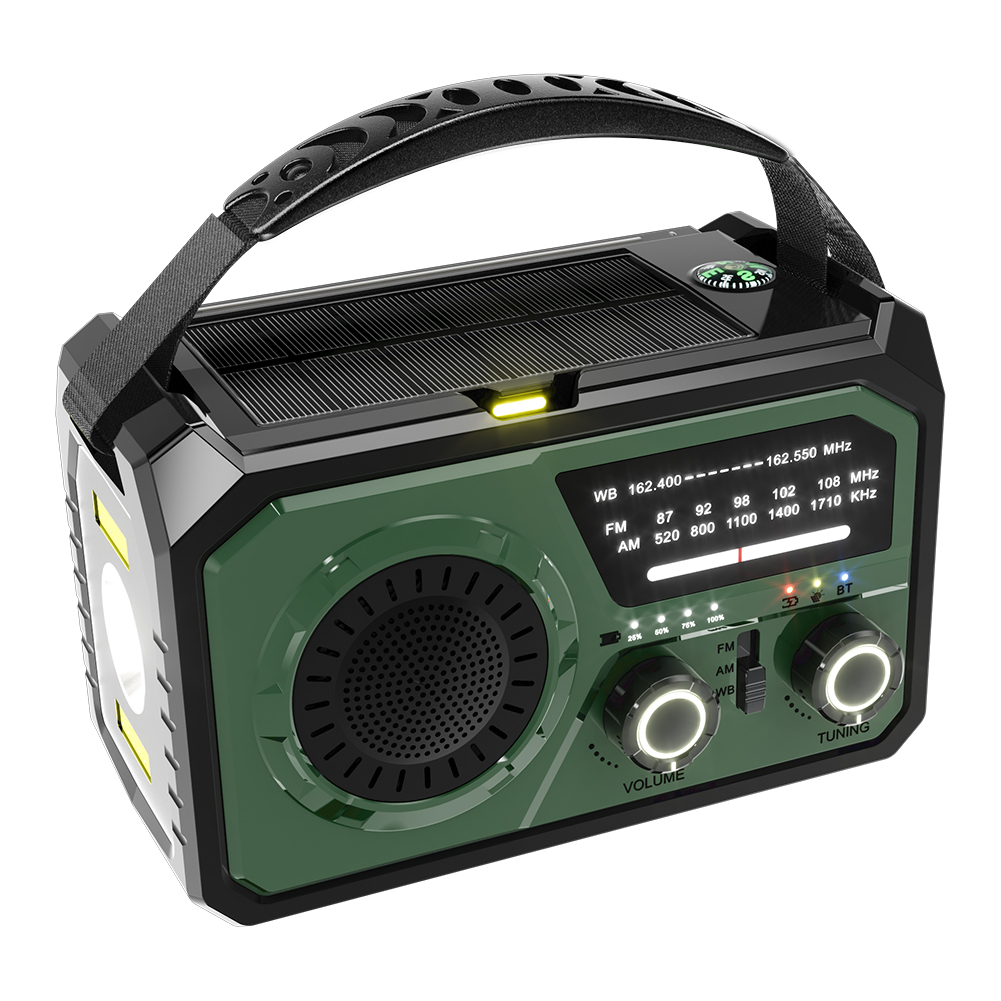 Solar--Wetterradio, 16000 mAh-12000 mAh, Taschenlampe, Handkurbel, Notfallradio, Leselampe, eingebauter Lautsprecher für das Überleben Ich bin Freien: Rosa