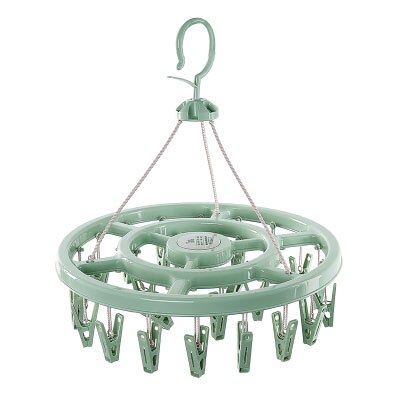 Multi-clips en plastique Portable salles de bains en tissu cintre avec Clips détachables pince à linge cintres chaussettes sous-vêtements séchage: 24Clips Green