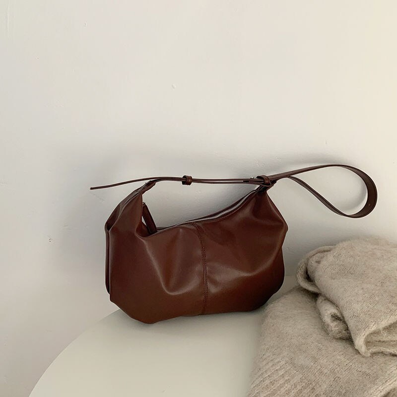 Ins crossbody croissant bag retro minimalistisk veckad knutväska dam trendig all-match axelväska