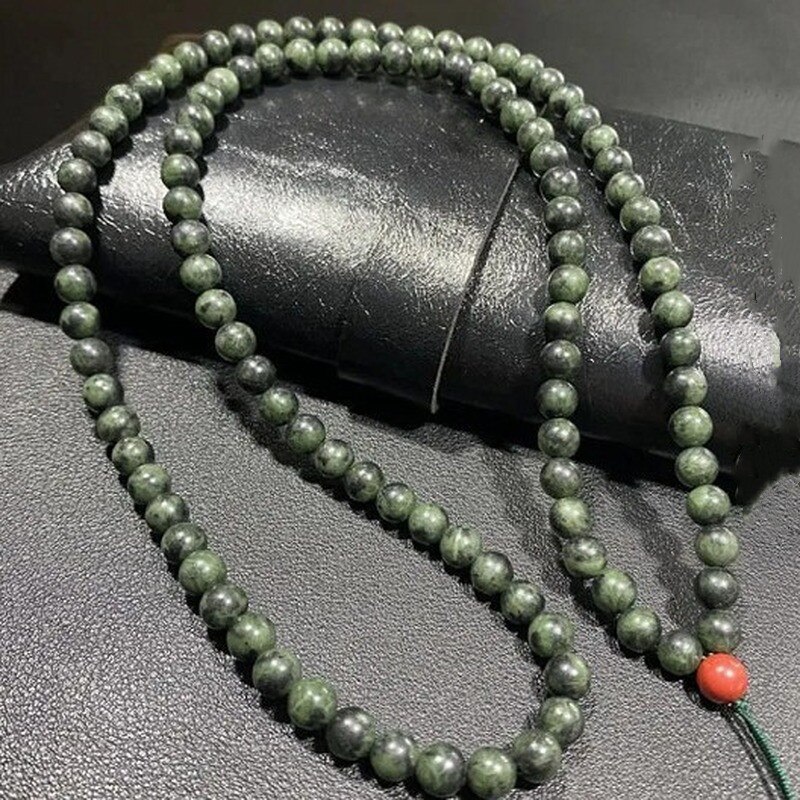 Natuurlijke Tibetaanse Jade Geneeskunde Wang Shi 108 Jade Bead Chain Kettingen Tibetaans Mannen En Vrouwen Serpentine Jade Sieraden