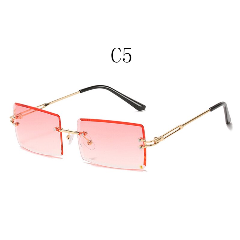 Gafas de sol sin montura para hombre y mujer, anteojos de sol a la cuadrada, populares, de viaje, para verano,: C5