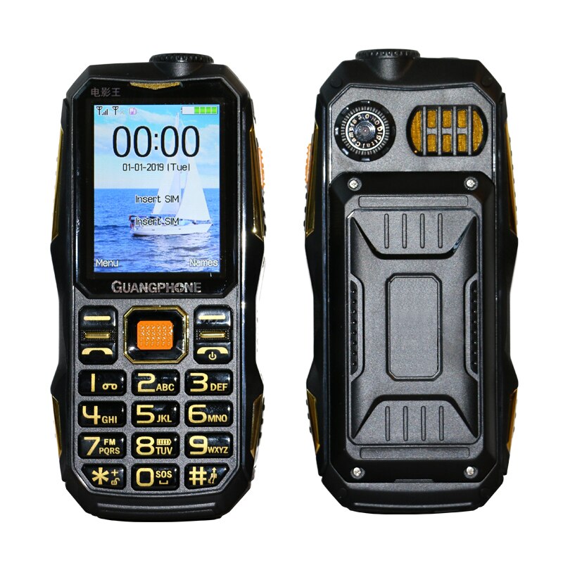 Longo standby ao ar livre robusto celular grande potência sos mostrador preto teclado lanterna whatsapp dual sime som alto