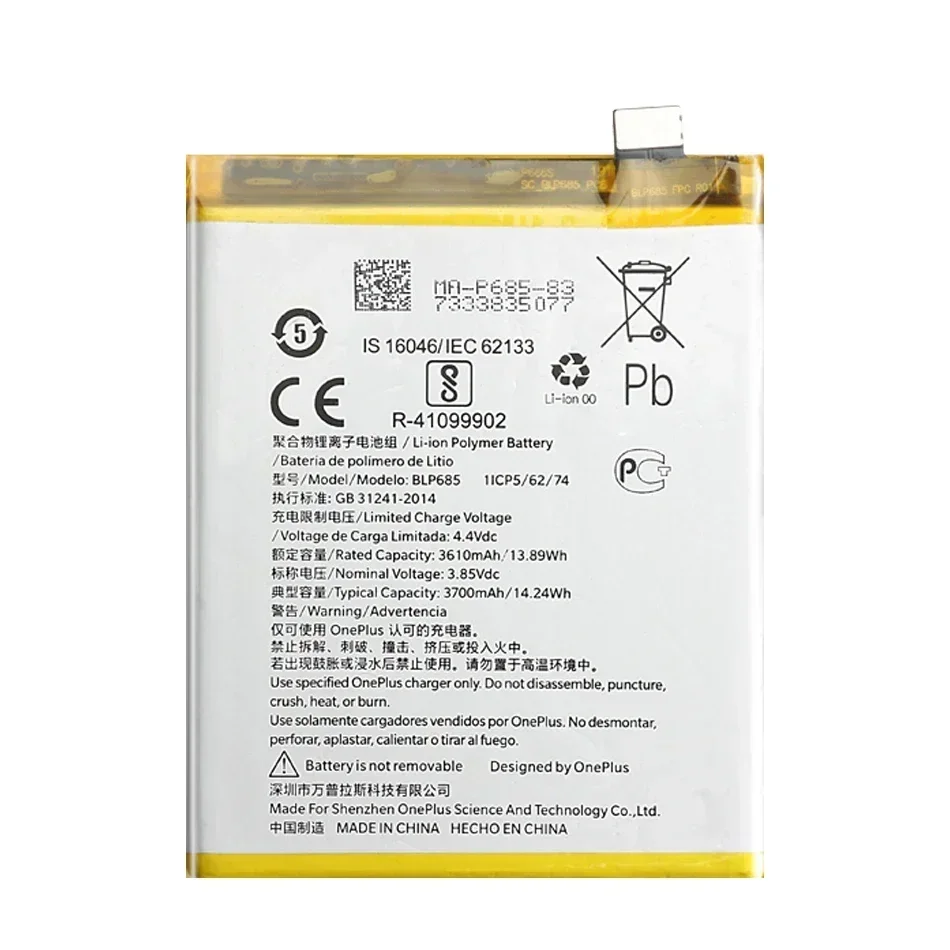 Batería para OnePlus 1 2 3T 5 5T 6 6T 7/7 Pro 7T 8/8 pro BLP637 BLP633 BLP685 BLP699 BLP743 BLP745