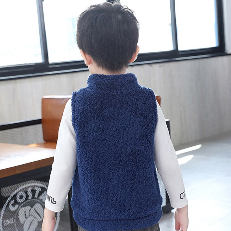 Vest for Boys Children Winter Outerwear Coats Kids Blue Thick Waistcoat Boy Clothes Warm Flannel Soft Vest for Age 3-12 Year Old