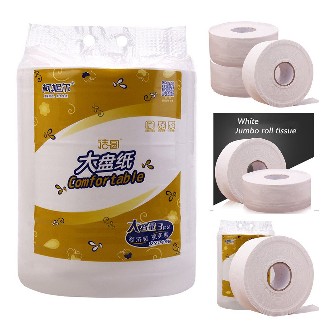 3 Roll Top Jumbo Roll Toilet Paper 4-Layer Native Wood Soft Toilet Paper Pulp Home Rolling Paper Strong Water Absorption