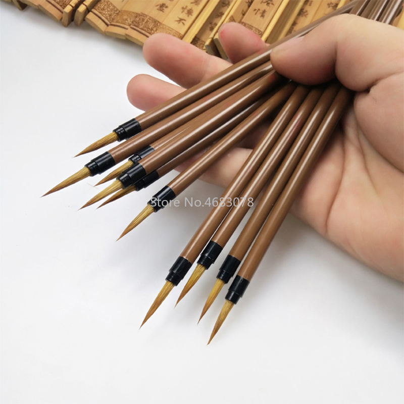 3pcs/set Brown Hook Line Fine Paint Brush Chinese Calligraphy Brush Pen Weasel HairPaint Brush Art Stationary Oil Painting Brush