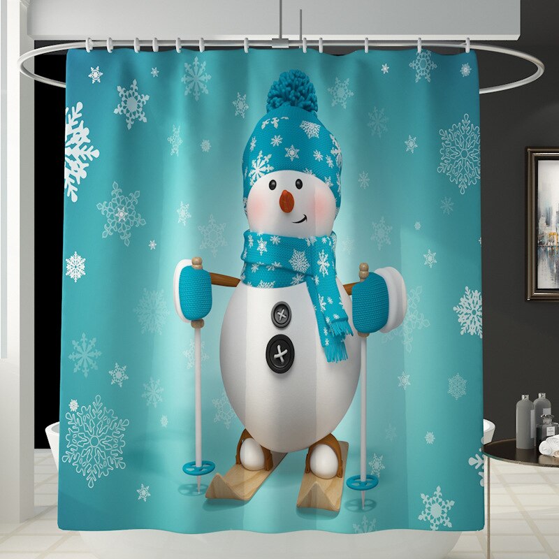 Zeegle Kerst Badmat En Douchegordijn Set Antislip Douche Floor Mat Absorberende Wc Tapijt Voet Mat Wasbare badmat Set: YL145