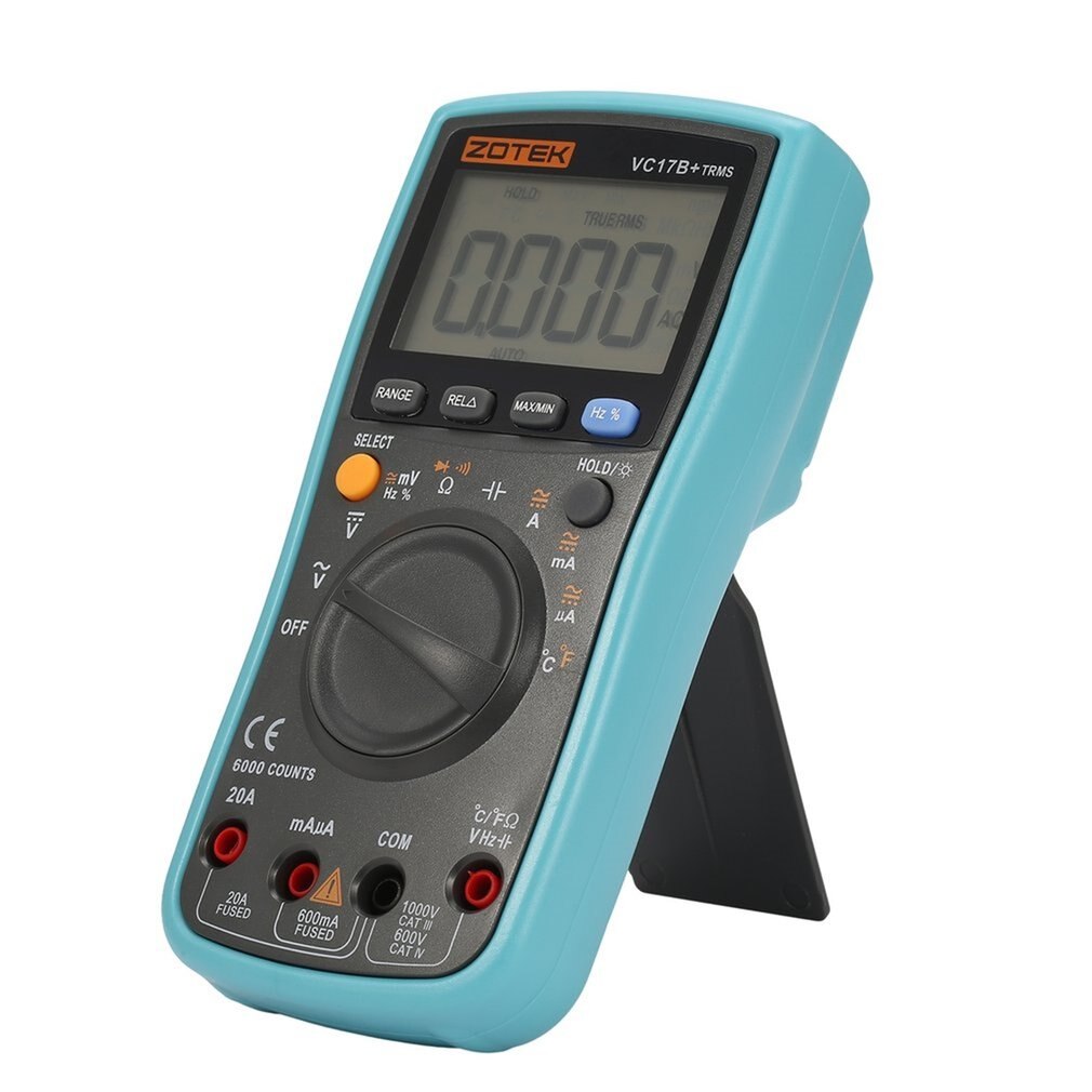 ZOTEK VC17B+ 6000 Counts True-RMS Digital Multimeter Auto Range AC/DC Voltage Current Meter Ohm Diode Voltmeter with Blacklight
