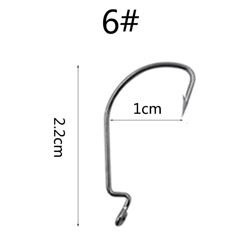 10 sztuk/partia połowów miękkie Robak haki wysoki węgiel stal szeroki Super Zamek haczyki rybackie przynęty Softjerk haki 6 #-4/0 # wędkarskiego: 6