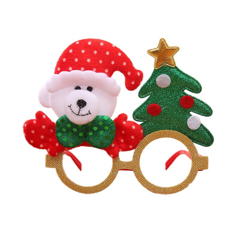 Nyhet tecknad julglasögonbåge jultomten ren juldräktdekorationer för barn och vuxna: D björn