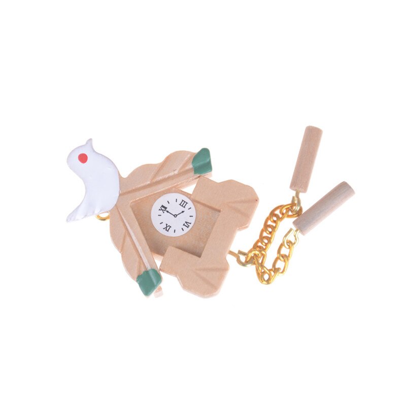 Osobowość mały zegar ścienny 1:12 domek dla lalek mini imitacja ptaka zegar drewniany pokój dziecięcy lalka wystrój domu