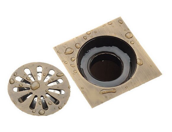 Grille de vidange en laiton Antique de 3.9 "| Drain carré de sol, douche de salle de bains, déchets de lavage, grille de vidange, ahr002