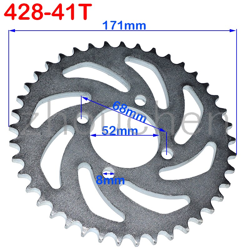 420/428 Chains 31T/37T/41T/48T 52mm rear Chain sprocket for Chinese ATV Quad Pit Dirt Bike Motorcycle Motor Moped: 428-41T