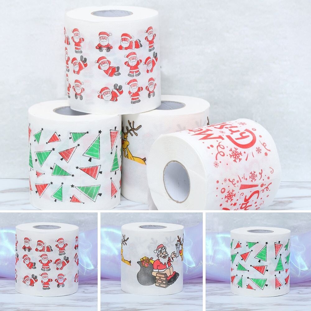 Home Christmas Toilet Roll Paper Santa Claus Bath Toilet Roll Paper Christmas Supplies Xmas Decor Tissue Xmas Diy Supplies #T5P