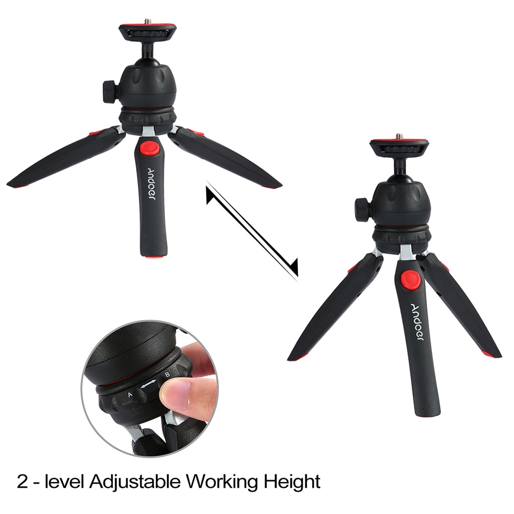 Andoer Mini Tripod Tabletop Telefoon Camera Statief Verwijderbare Ball Head voor DSLR/Mirrorless Camera 'S DV LED Video Light Smartphone