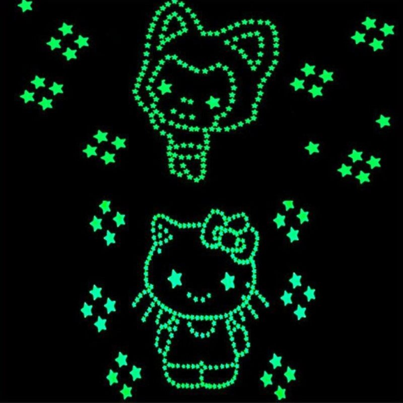 100Pcs 3D Stars In The Dark Glow Wall Stickers Children's Glow Fluorescent Wall Stickers Home Decoration Bedroom Ceil Decoration