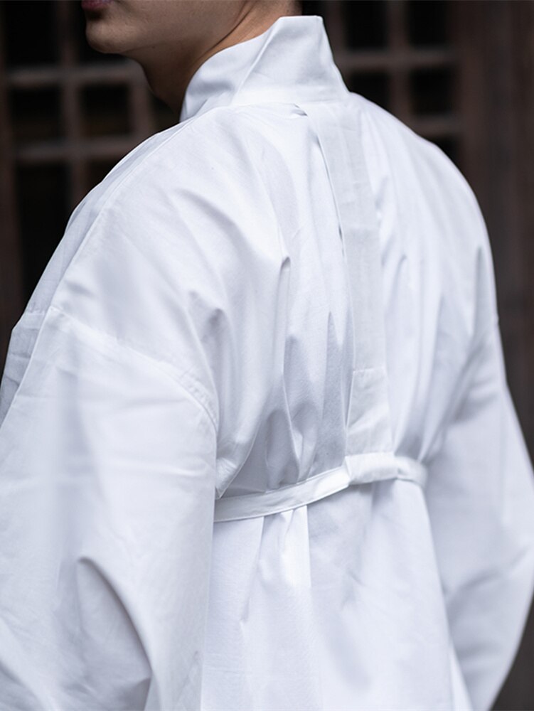 Ropa interior de Kimono para hombre, ropa interior de algodón transpirable, amigable con la piel, camisa blanca, albornoz, ropa de dormir