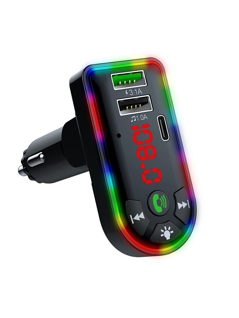 F7 kabellose autolautsprecher mit bluetooth, 5.0 mp3- chip-player, ambientebeleuchtung, usb-stick-kartenleser und stoßfestem player: Default Title