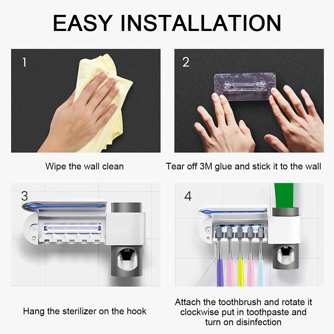 Antibacteria 2 in1 uv licht ultraviolet tandenborstelhouder automatische tandpasta knijpers dispenser thuis badkamer accessoires set