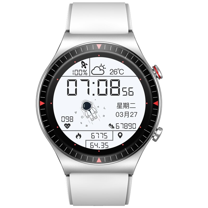 Timewolf Smartwatch Android Männer IP68 Wasserdichte Uhr Männer EKG Relogio Inteligente Clever Uhr für Iphone IOS Android Telefon: Weiß Silikon