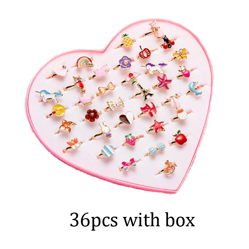 Children Rings Adjustable Exquisite Jewelry Cartoon Makeup Pretend Play Girls Birthday Kids Rewards TMZ: plum
