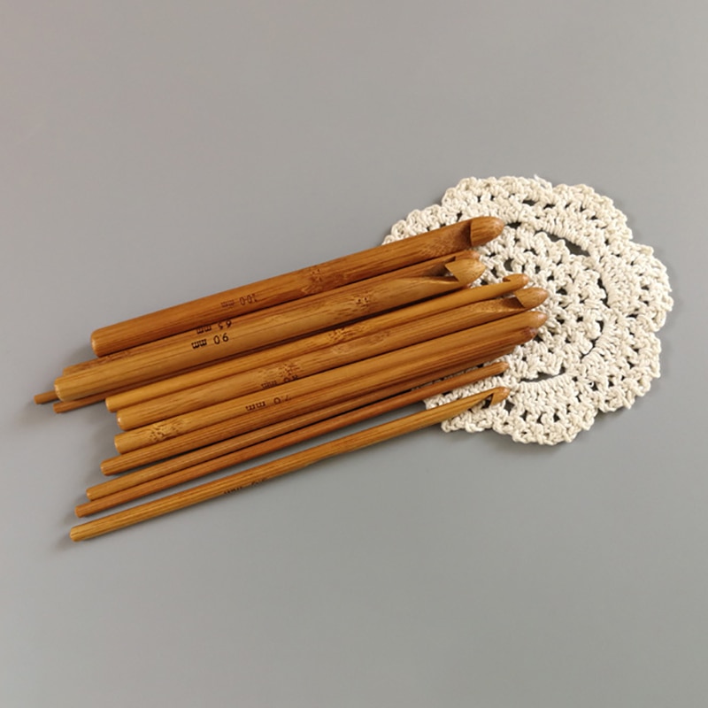 12 Stks/set Bamboe Handvat Breinaalden Haaknaalden Handgemaakte Naalden Knit Weave Sjaal Trui Ambachten Diy Breien Tool