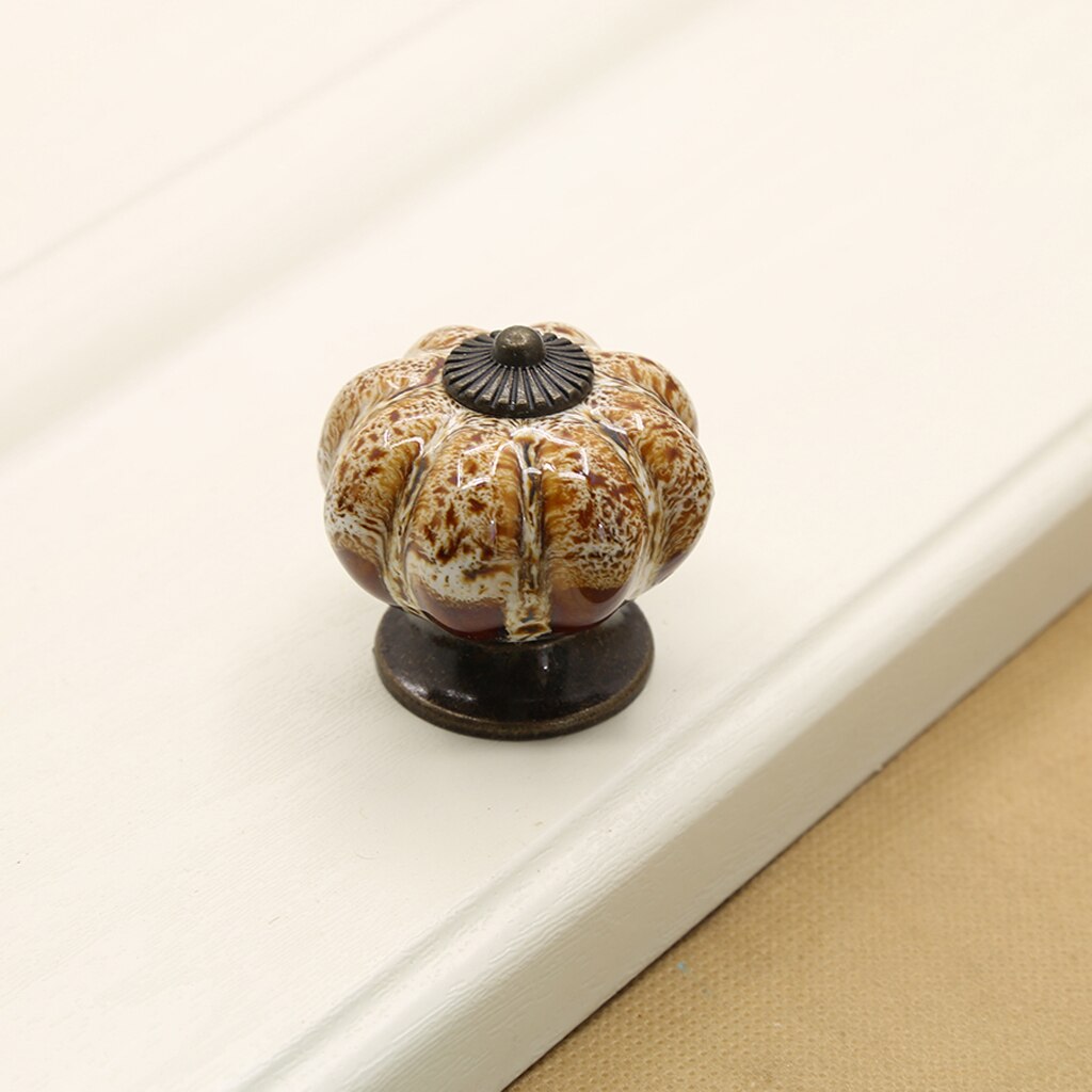 Schattige Kleine Ronde Pompoen Keramische Kabinet Pull Knoppen Met Schroeven, Vintage Lade Garderobe Kast Kast Deurgrepen: Beige