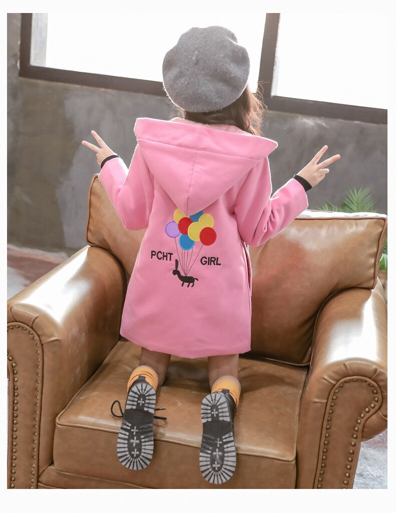 Piger ulden frakke uld blandinger lang sektion mellem og stor børnefrakke trend ballon uld frakke