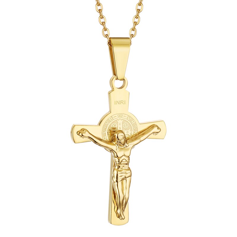 Kruis Ketting Religieuze Crucifixi Christian Kettingen Hangers Goud Zilver Kleur Cadeau Voor Vriendje Mannen Sieraden Cadenas Hombre: gold