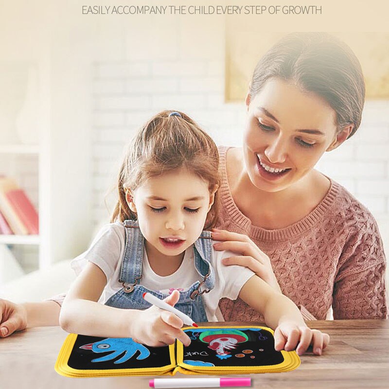 Kids Painting Book Portable Double-sided Erasable Drawing Animal Graffiti Writing Board Supplies Early Education