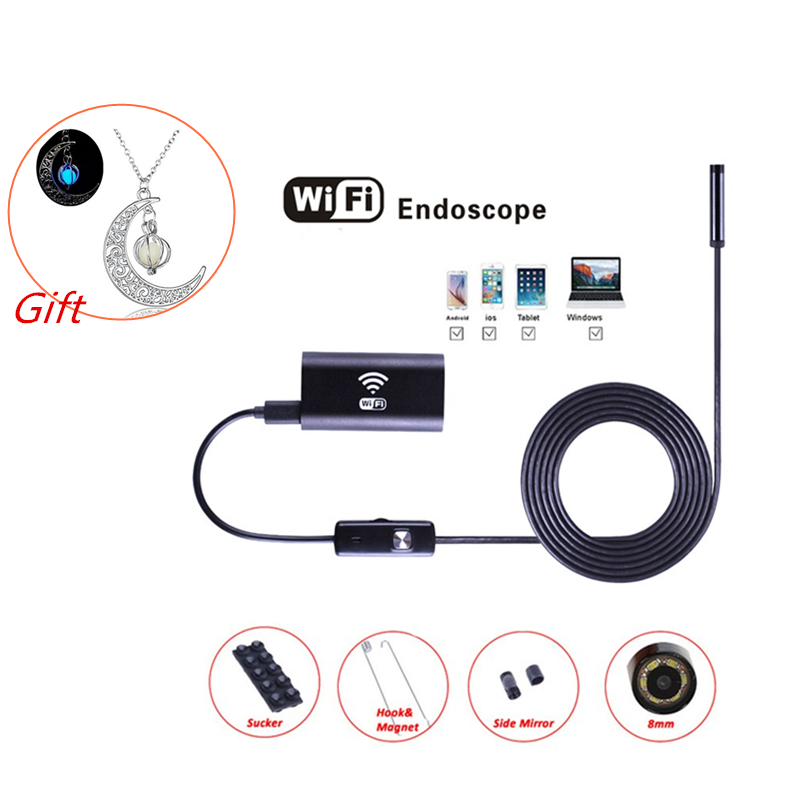 Wifi Usb Endoscoop Camera Met Led 8 Mmhd Semi Stijve Buis Endoscoop Draadloze Wifi Borescope Video Inspectie Voor Android Ios
