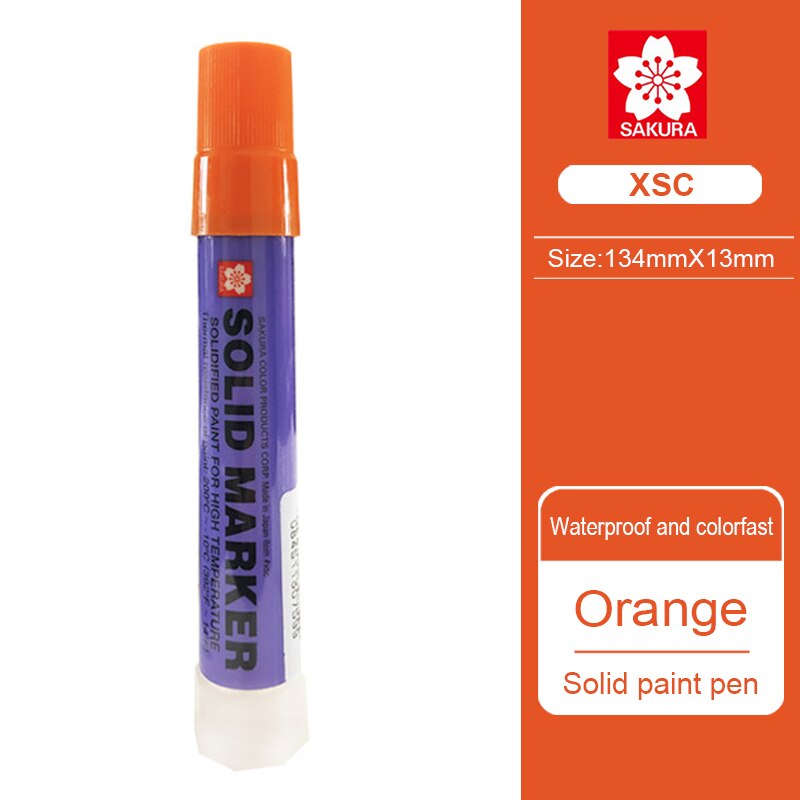 1Pcs Japan Sakura Effen Marker Industriële Pen Droog Kan Schrijven Op Stalen Plaat Water Olie Oppervlak Multi-Functie pen: Orange