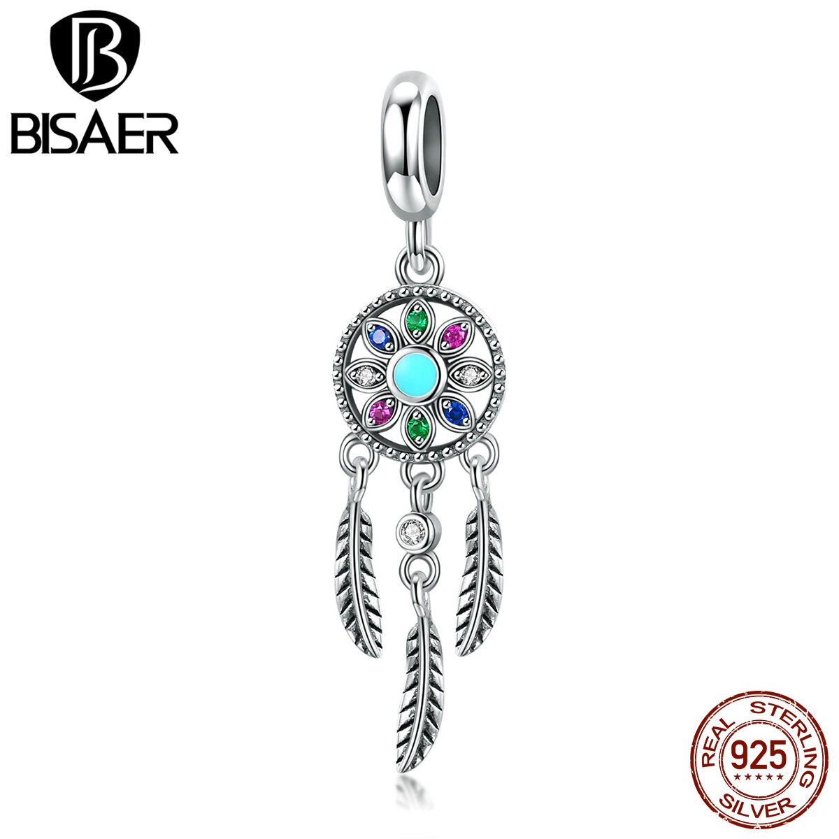 Bisaer 925 Sterling Zilveren Bohemen Dream Catcher Vintage Bedels Kralen Fit Armband Kralen Voor Zilveren 925 Sieraden Maken ECC961