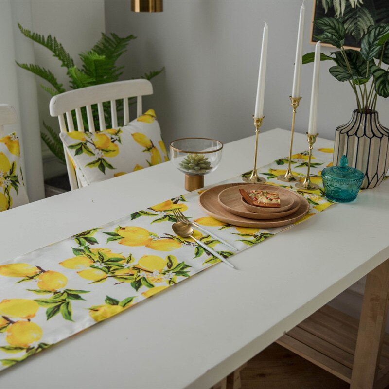 Sitroner bordløper og saken dekor caminho de mesa hogar tafelloper til fest bomull masa kosucu tisch laufer