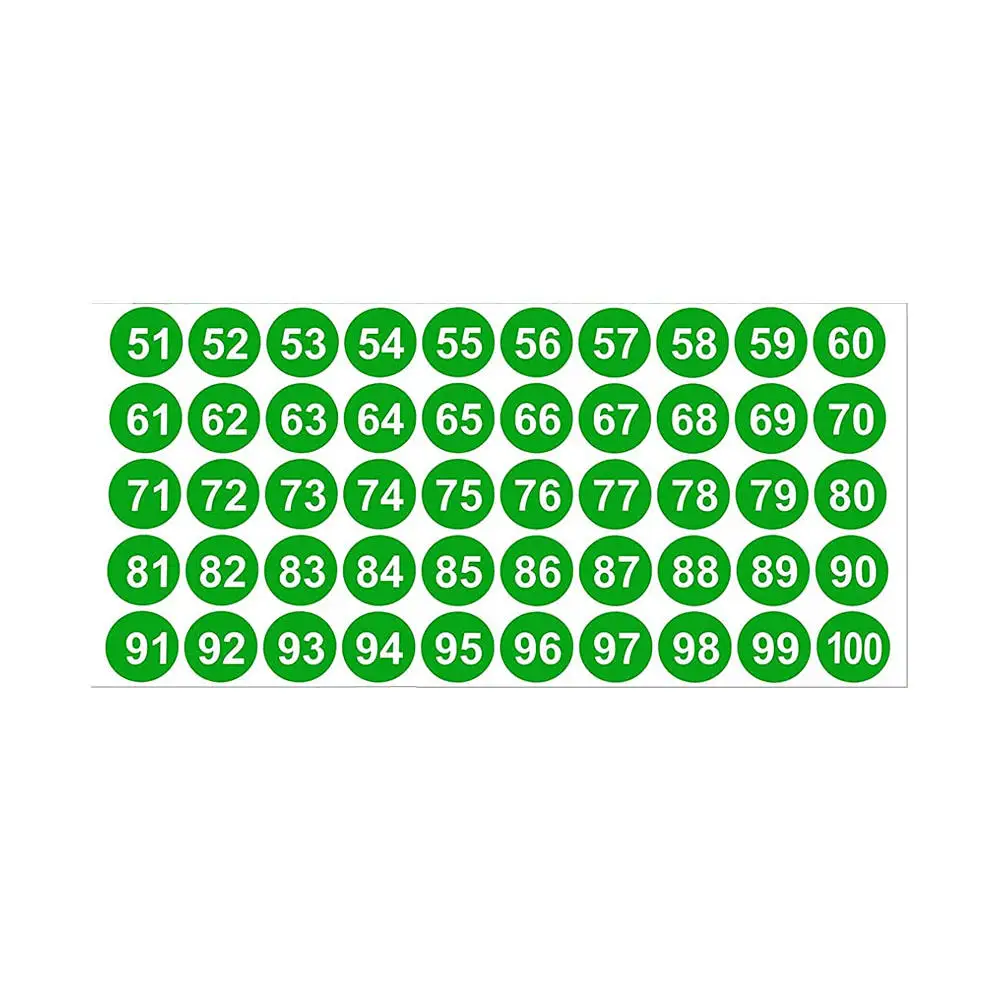 1 Inch Color Waterproof Digital Label Sticker 1-200 Round Self-Adhesive Label Self-Adhesive Paper Number Serial Number Sticker